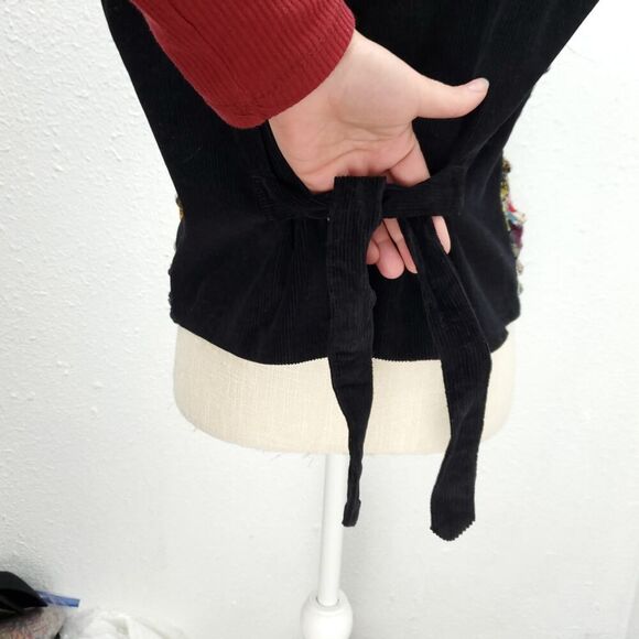 Vintage 70s Funky 90s One Of A Kind Corduroy Textured Knot Patchwork Tuxedo Vest - Picture 7 of 10